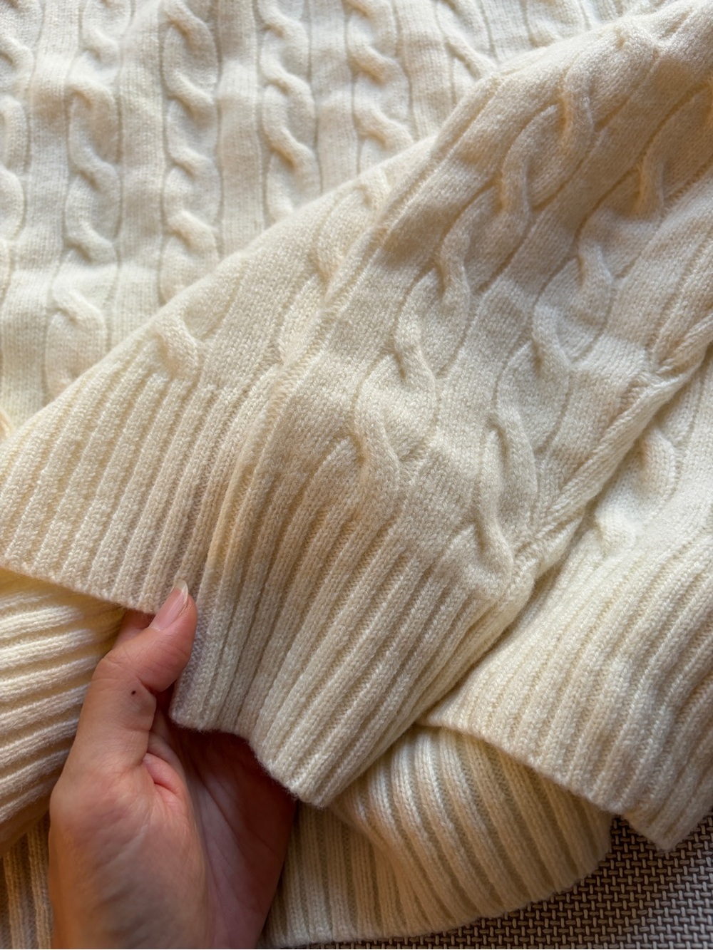 $268 Polo Ralph Lauren wool and cashmere half zip sweater cream ivory - Picture 6 of 7